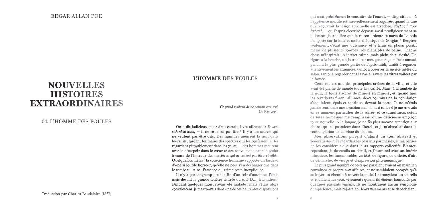 Visuel de l'intérieur du livre&nbsp;: une mise en page aérée, textes dégradé noir et gris sur un fond blanc