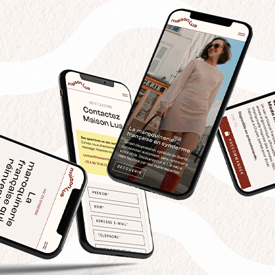 Projet Maison Lua, mockups d'un site internet sur téléphone portable