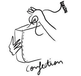 Illustration d'une main cousant le sac LUA N°1